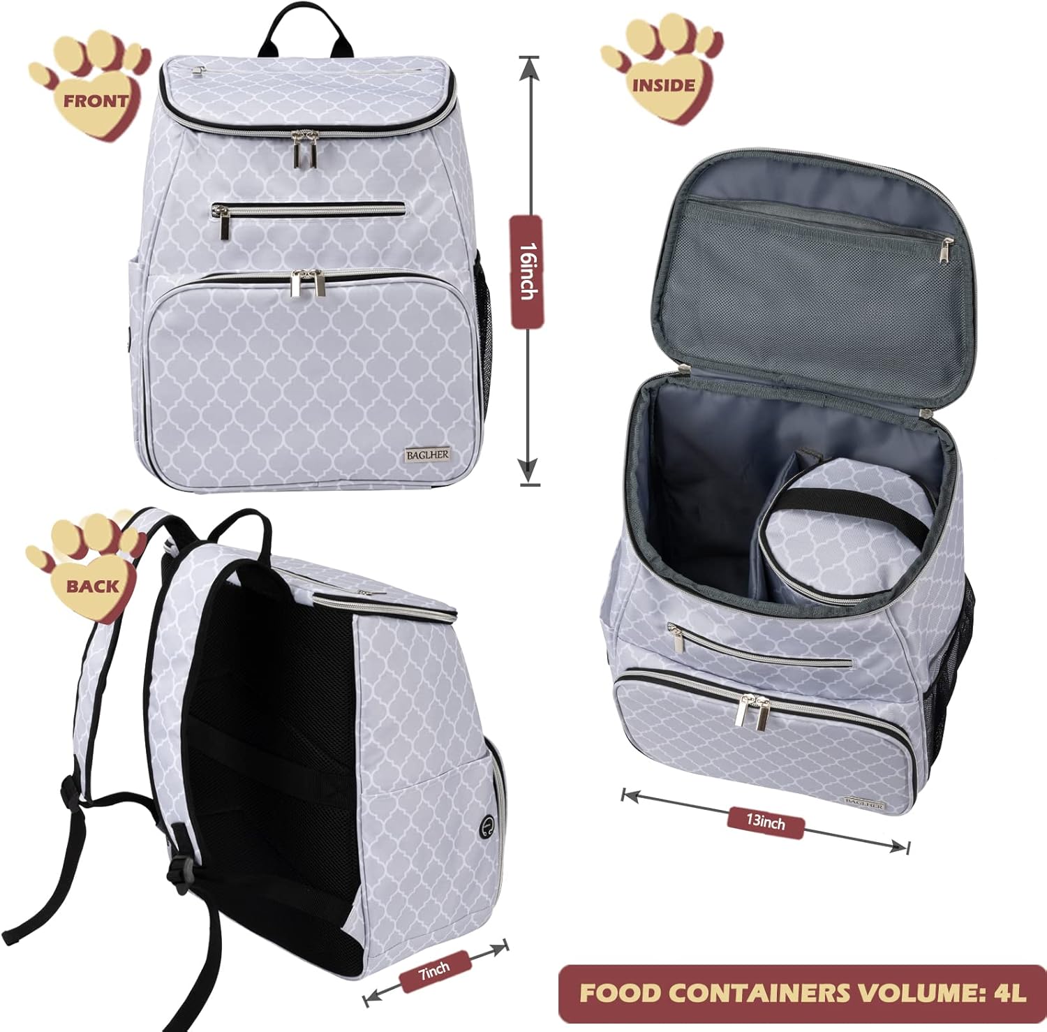 BAGLHER Dog Travel Backpack Airline Approved White