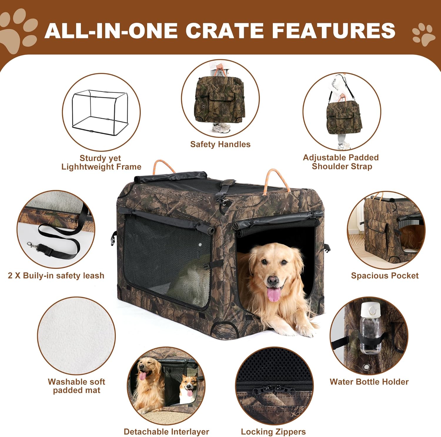 KOOPRO Camo TravelDog Crate
