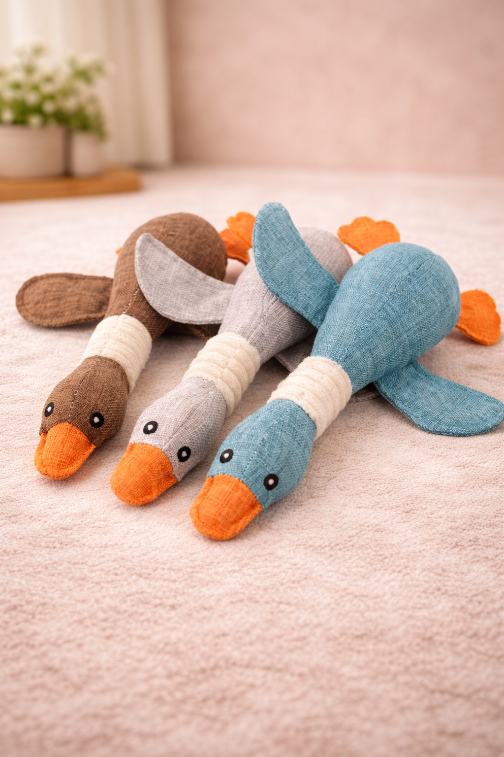 Squeaky Goose Trio: Colorful Dog Delight